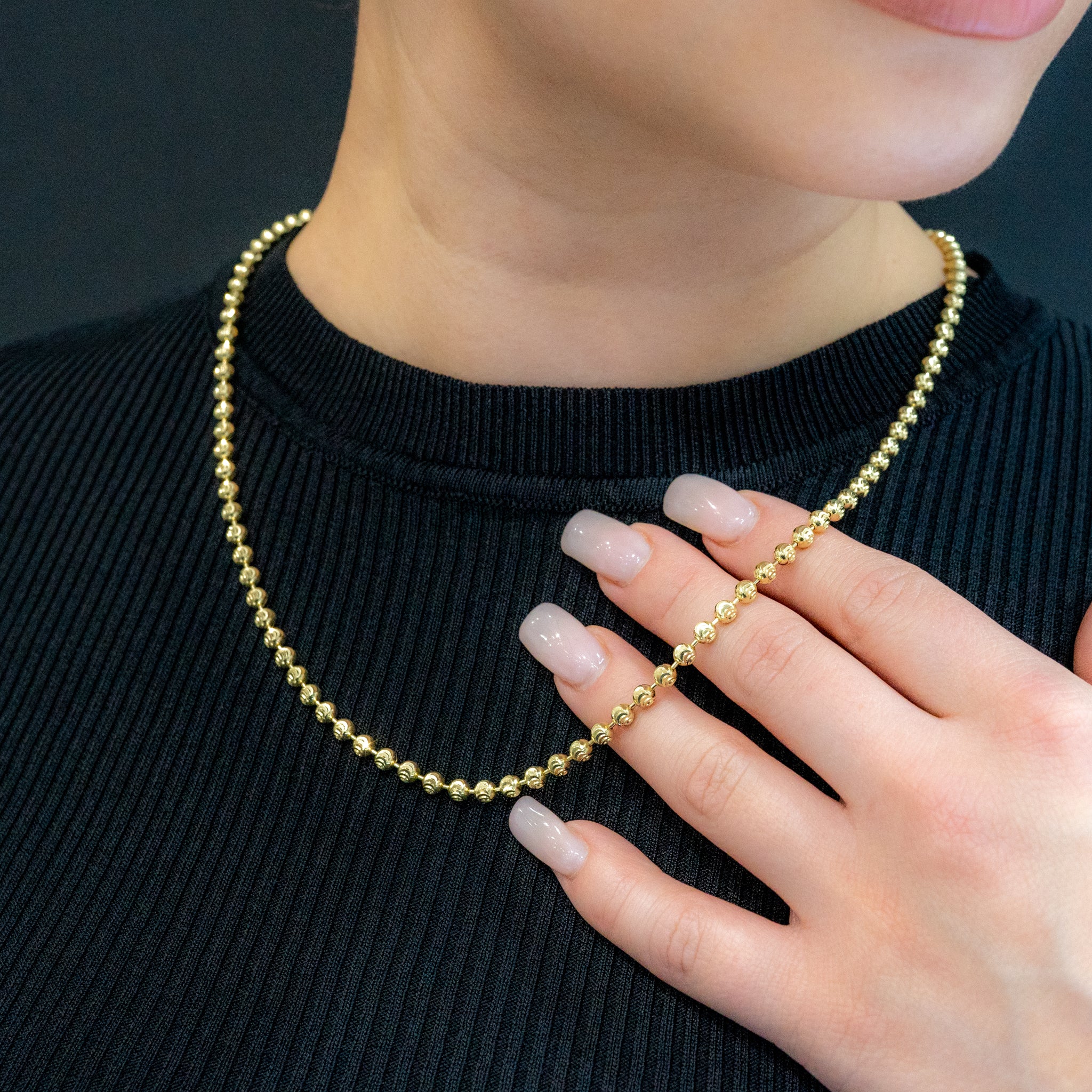 14k White Gold Mens Ball Bead Chain 3 mm – Avianne Jewelers
