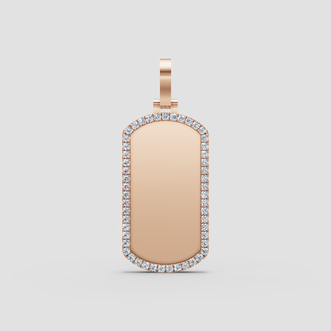 10k-14k Diamond Dog Tag Pendant .80ctw-1.00ctw