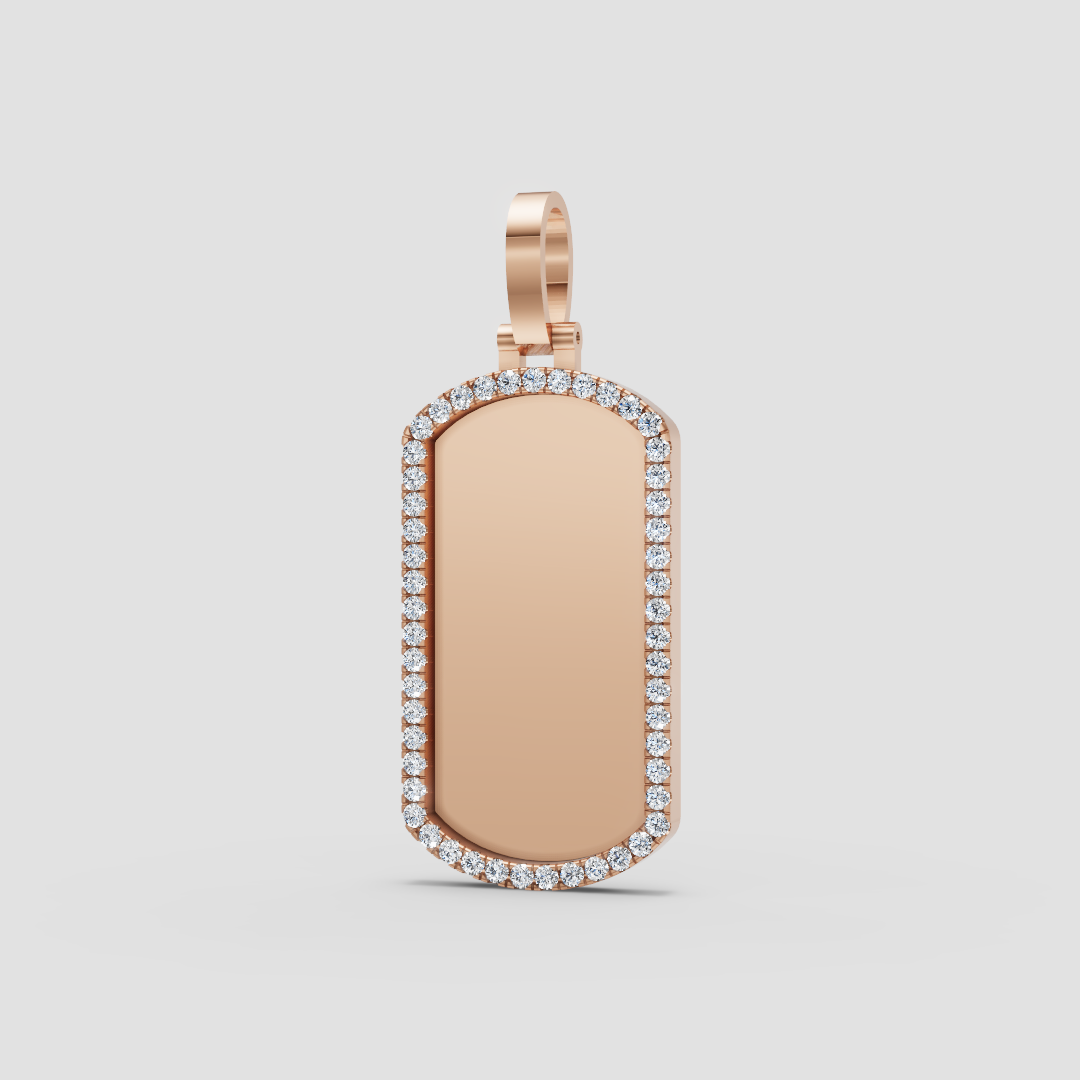 10k-14k Diamond Dog Tag Pendant .80ctw-1.00ctw