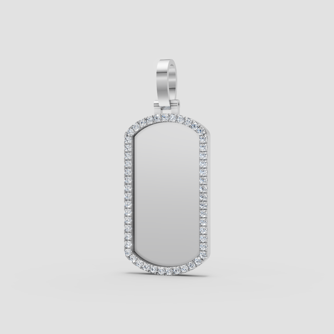 10k-14k Diamond Dog Tag Pendant .80ctw-1.00ctw