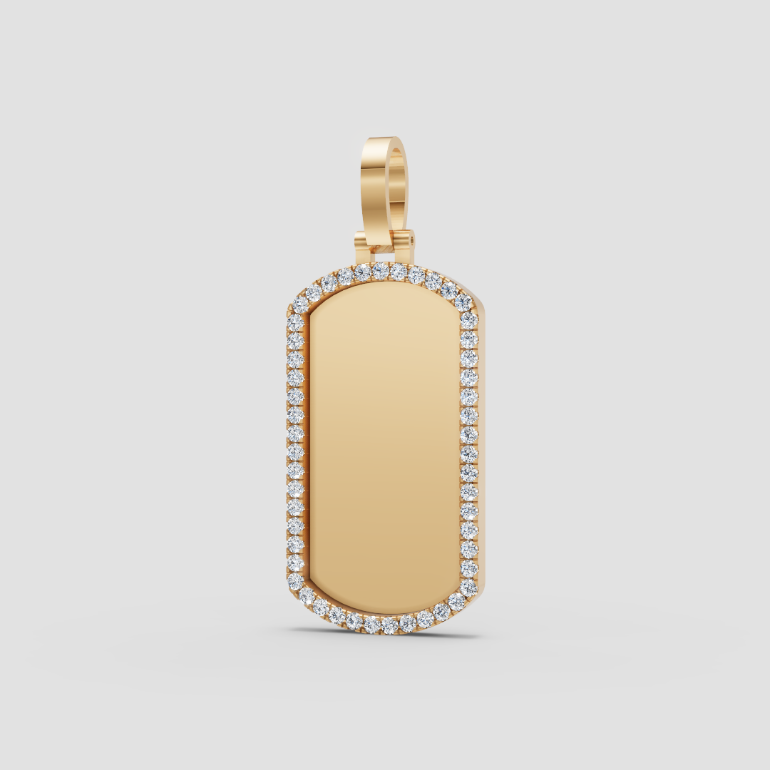 10k-14k Diamond Dog Tag Pendant .80ctw-1.00ctw