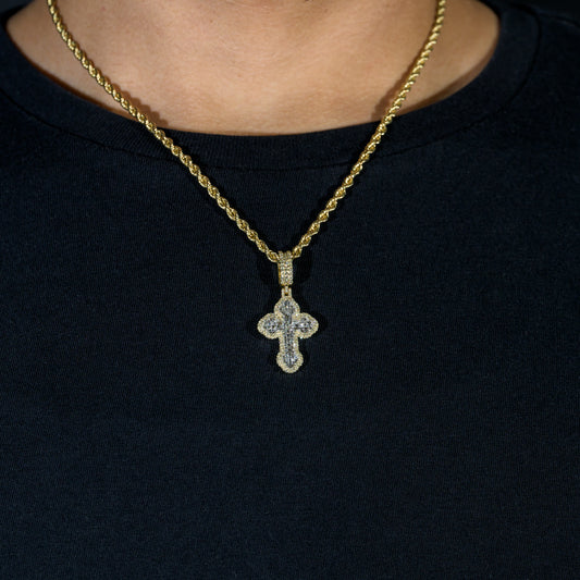 10k Gold Diamond Baguette Cross Pendant 0.88ctw