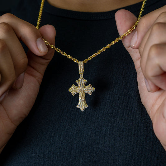 10k Solid Gold Diamond Cross Pendant 0.80ctw