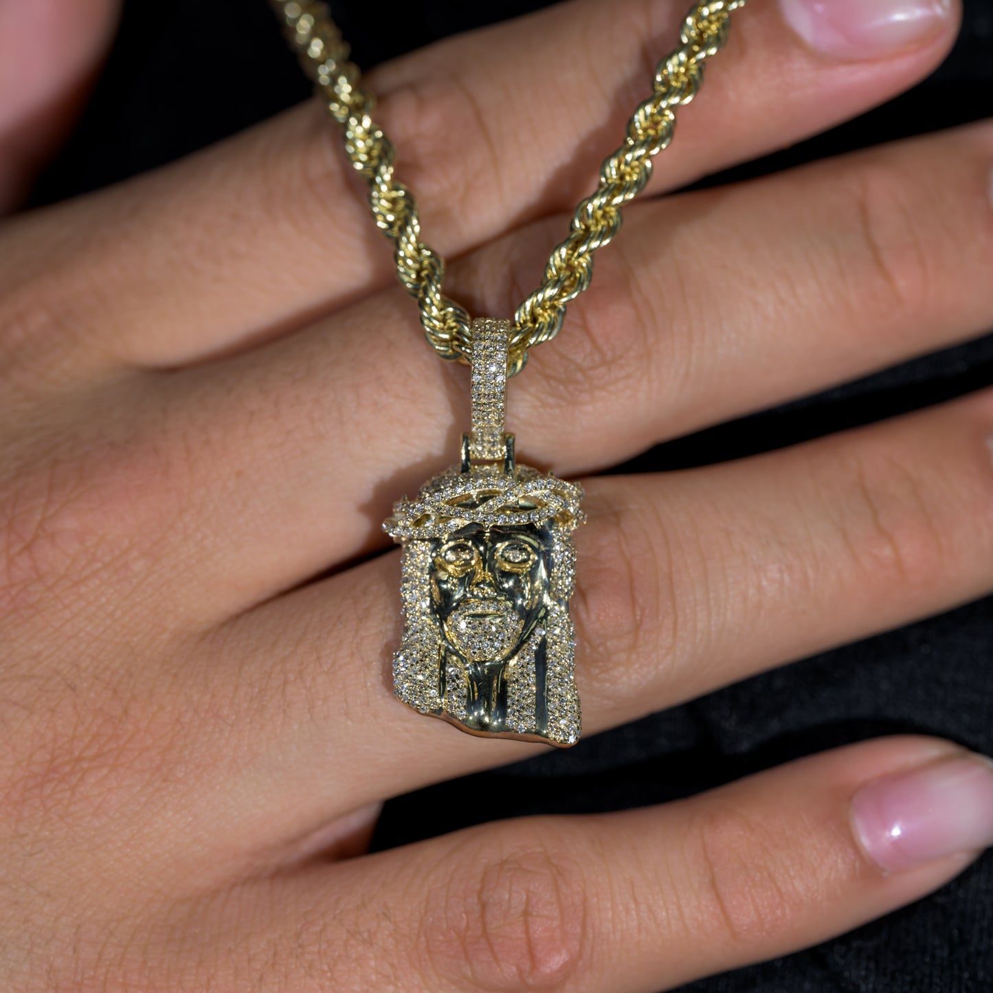 10k Yellow Gold Diamond Jesus Head Pendant 1.97 ctw