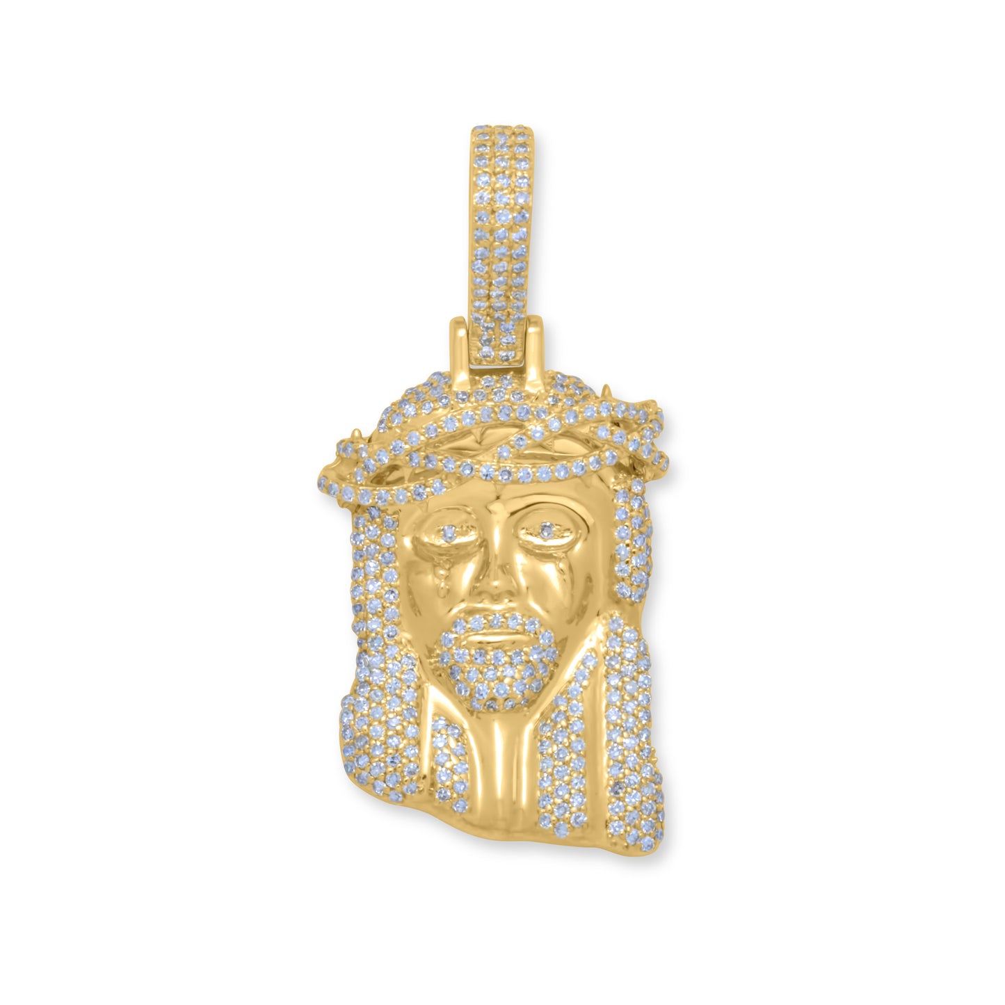 10k Yellow Gold Diamond Jesus Head Pendant 1.97 ctw