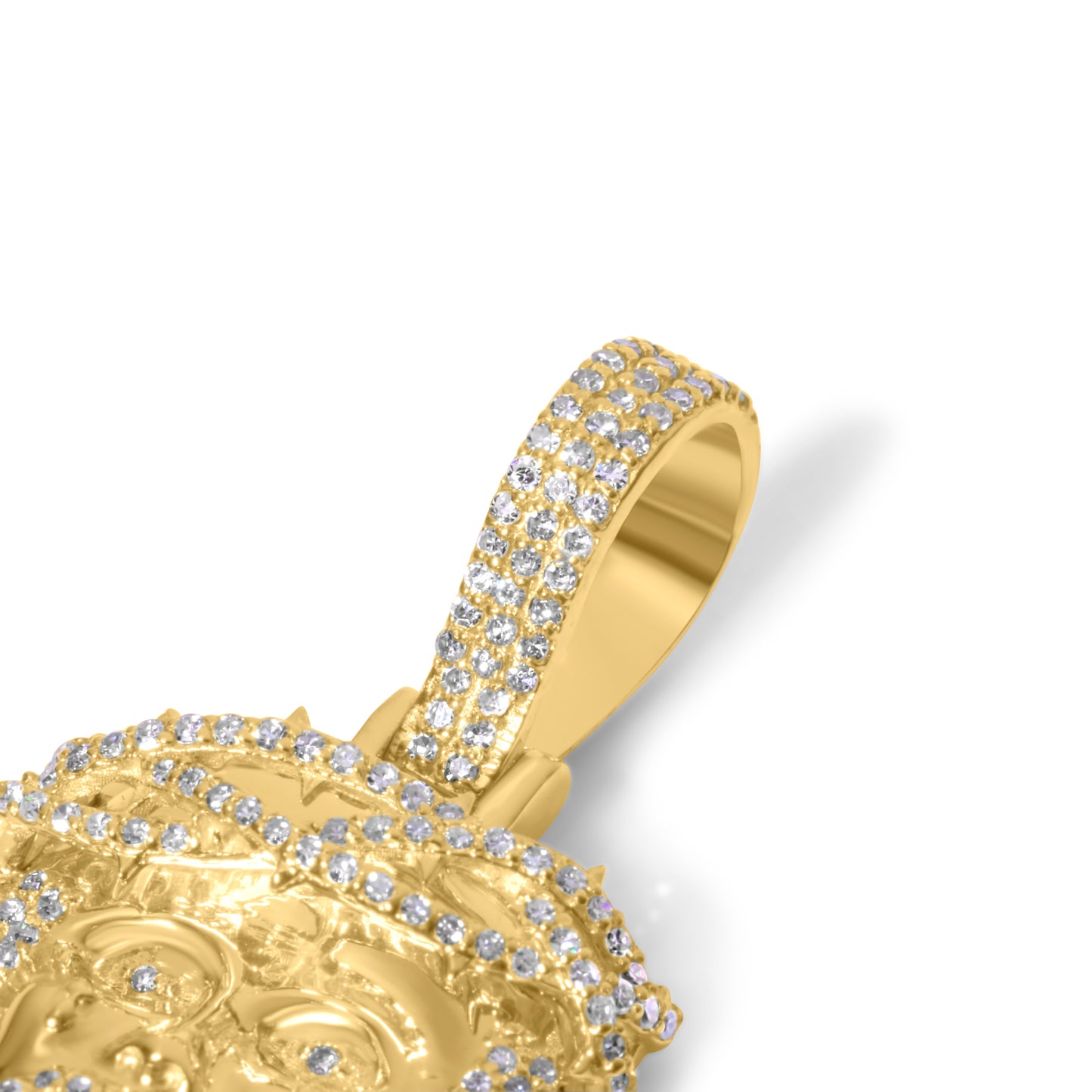 10k Yellow Gold Diamond Jesus Head Pendant 1.97 ctw
