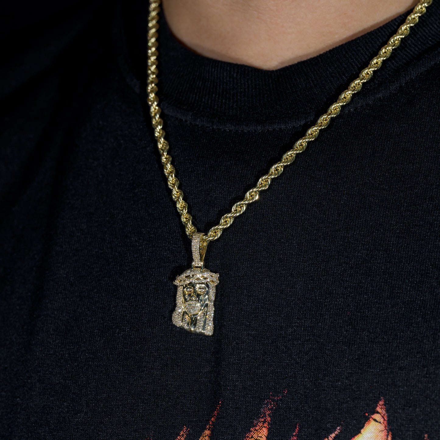 10k Yellow Gold Diamond Jesus Head Pendant 1.97 ctw