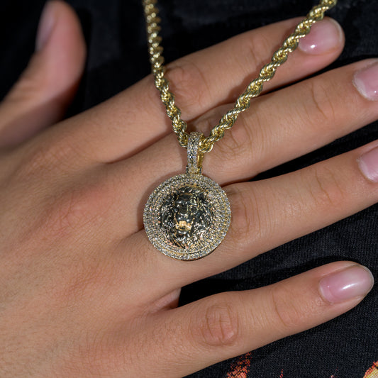 10k Yellow Gold Diamond Lion Head Pendant 0.79 ctw