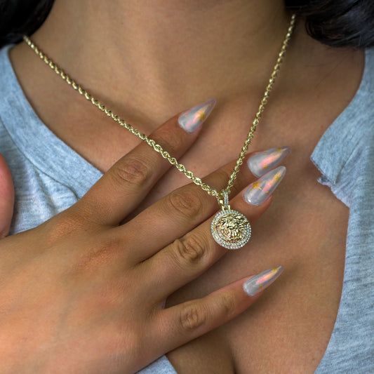 10k Yellow Gold Medusa Head Diamond Pendant 0.52 ctw