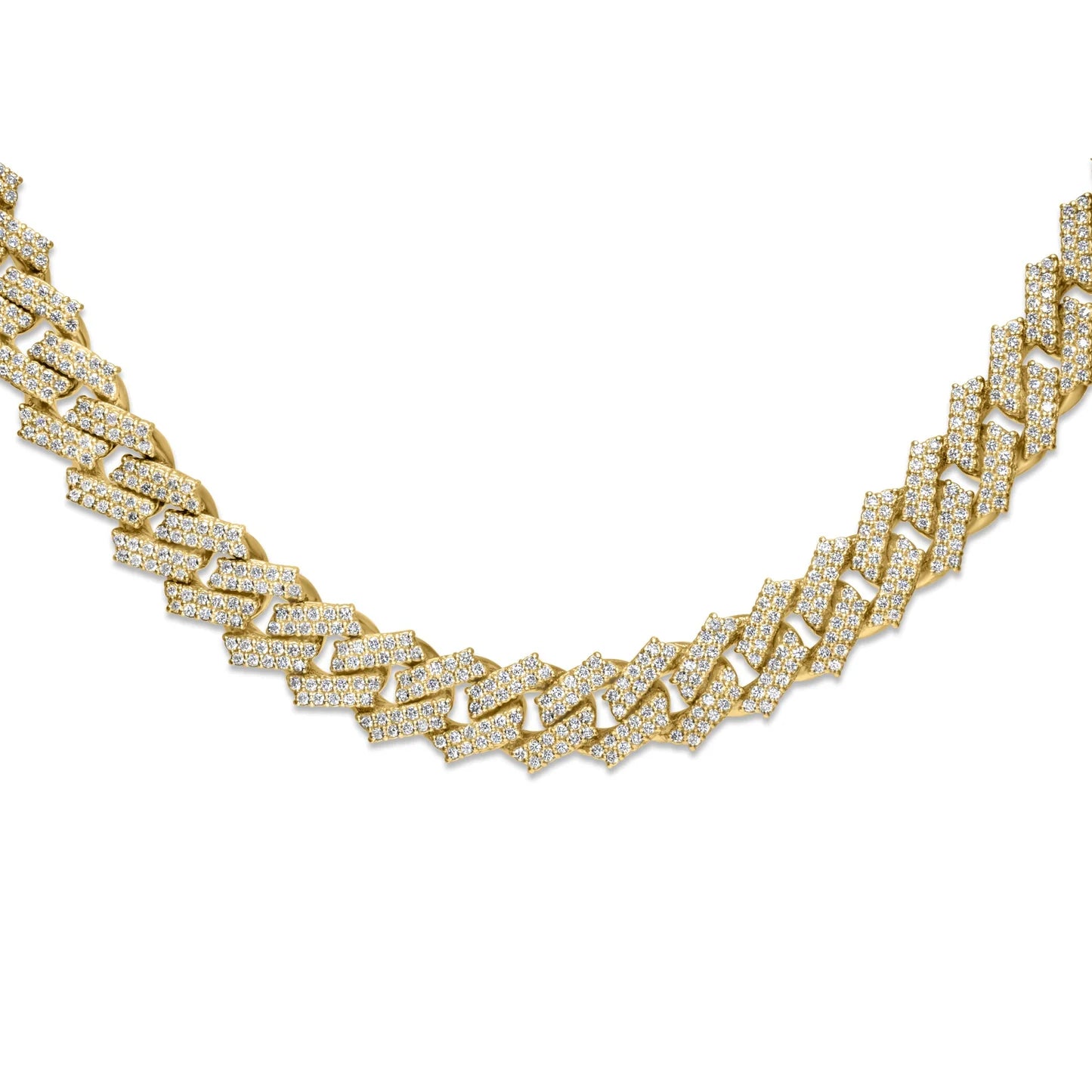10k/14k Solid Gold Diamond Chain, Miami Prong Cuban Link 10.5mm-16.5mm