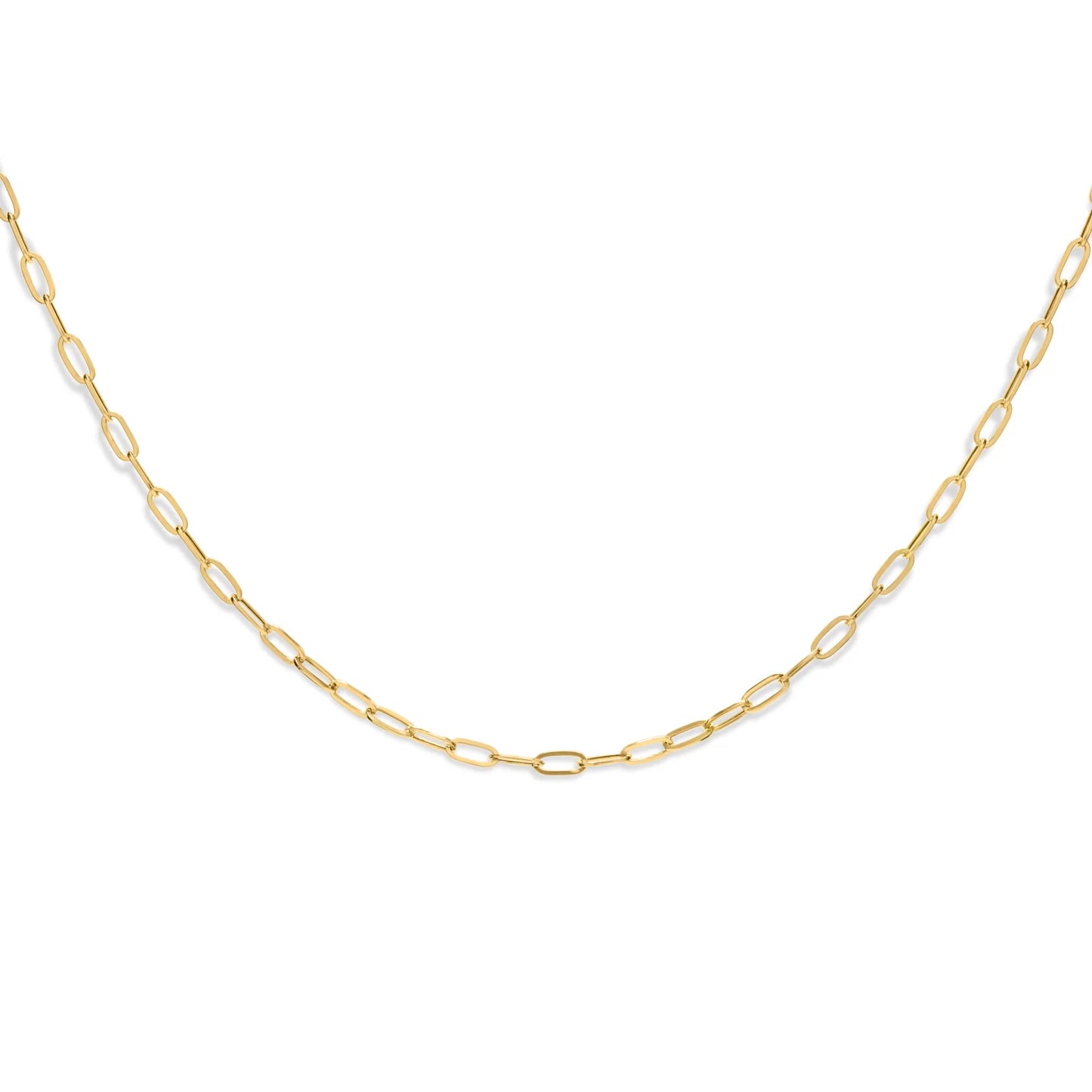 14K Gold Hollow Paperclip Chain 3-7mm