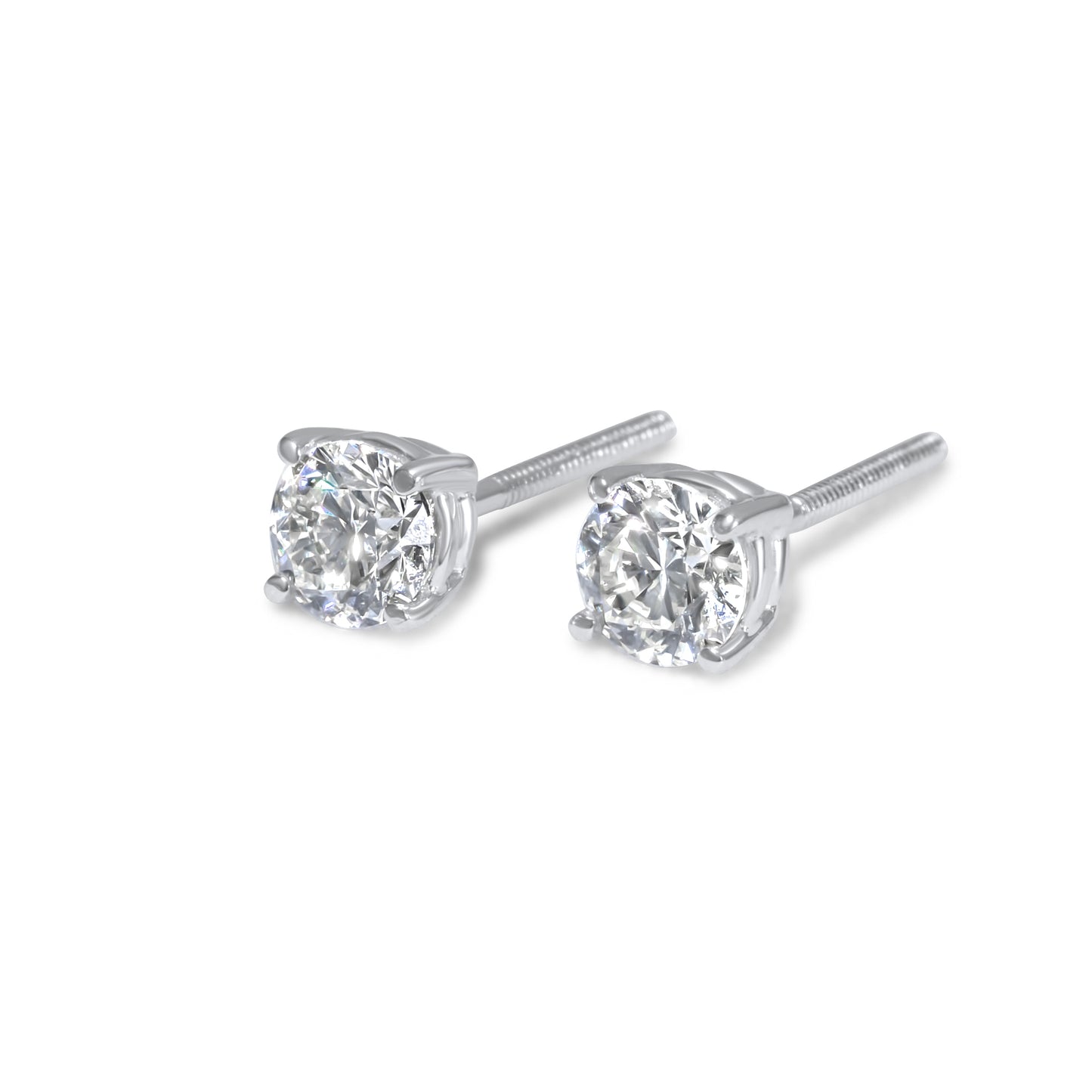 14k 40pt White Gold Round Stud Earrings 0.83 ctw