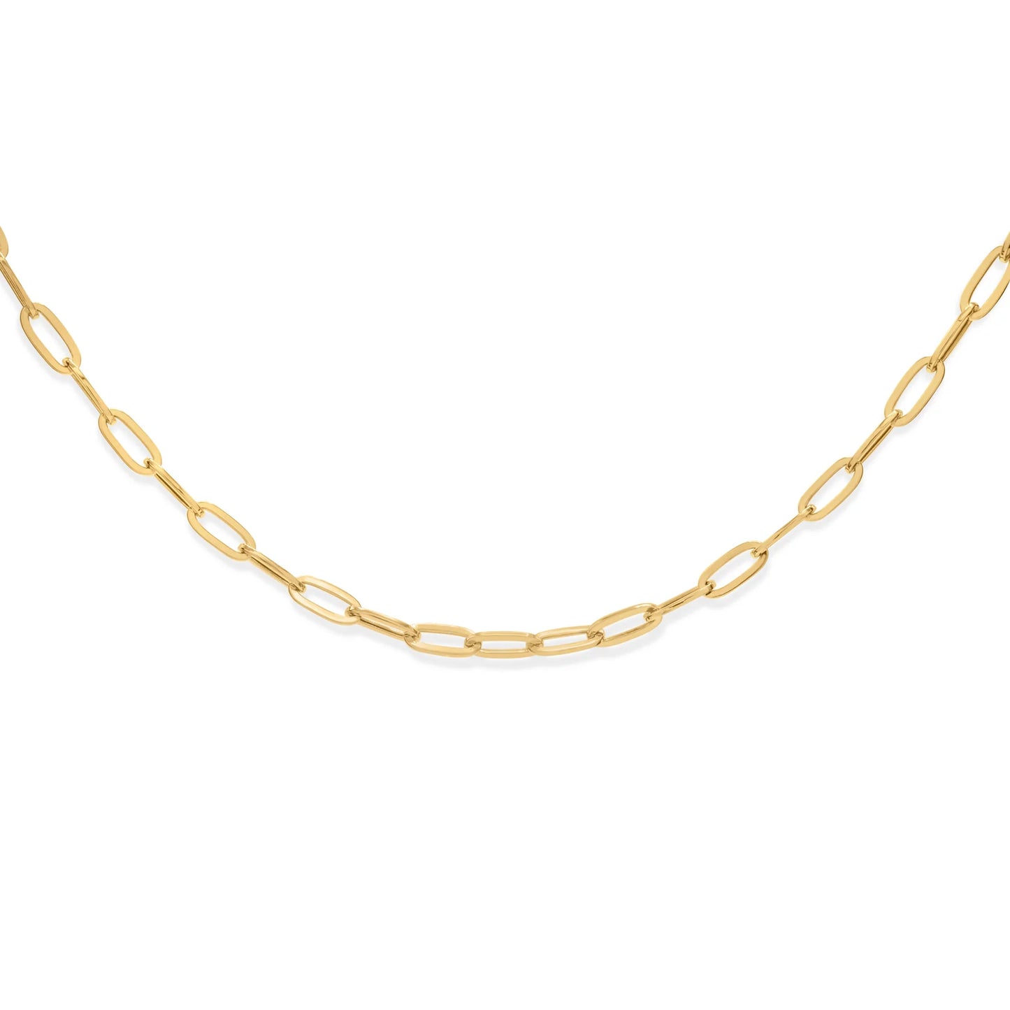 14K Gold Hollow Paperclip Chain 3-7mm