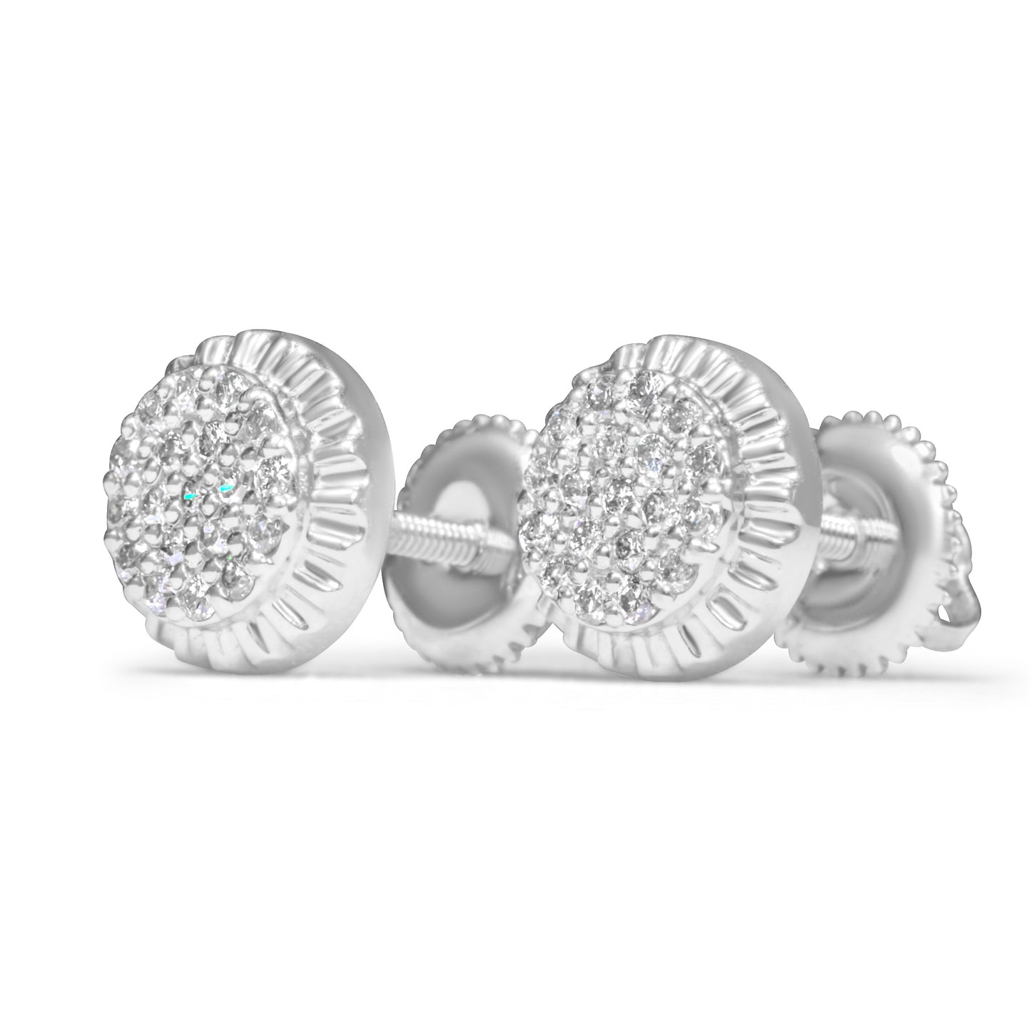 14k Solid Gold Round with Fluted Bezel Diamond Earring 0.26ctw