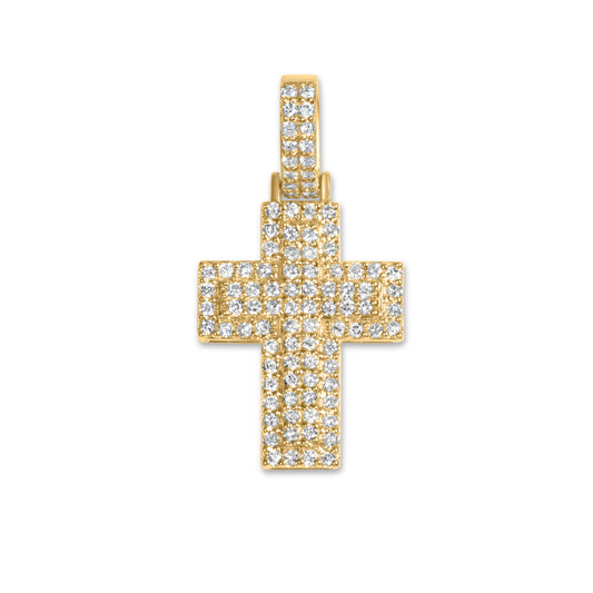 14k Yellow Gold Diamond Cross Pendant 0.39 CTW