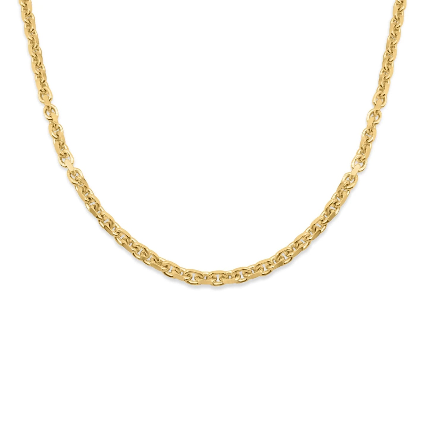 14K Solid Gold Cable Anchor Link Chain 3.15-4.56mm