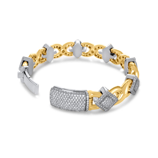 10k Solid Gold Square Infinity Link Diamond Bracelet 8.19ctw