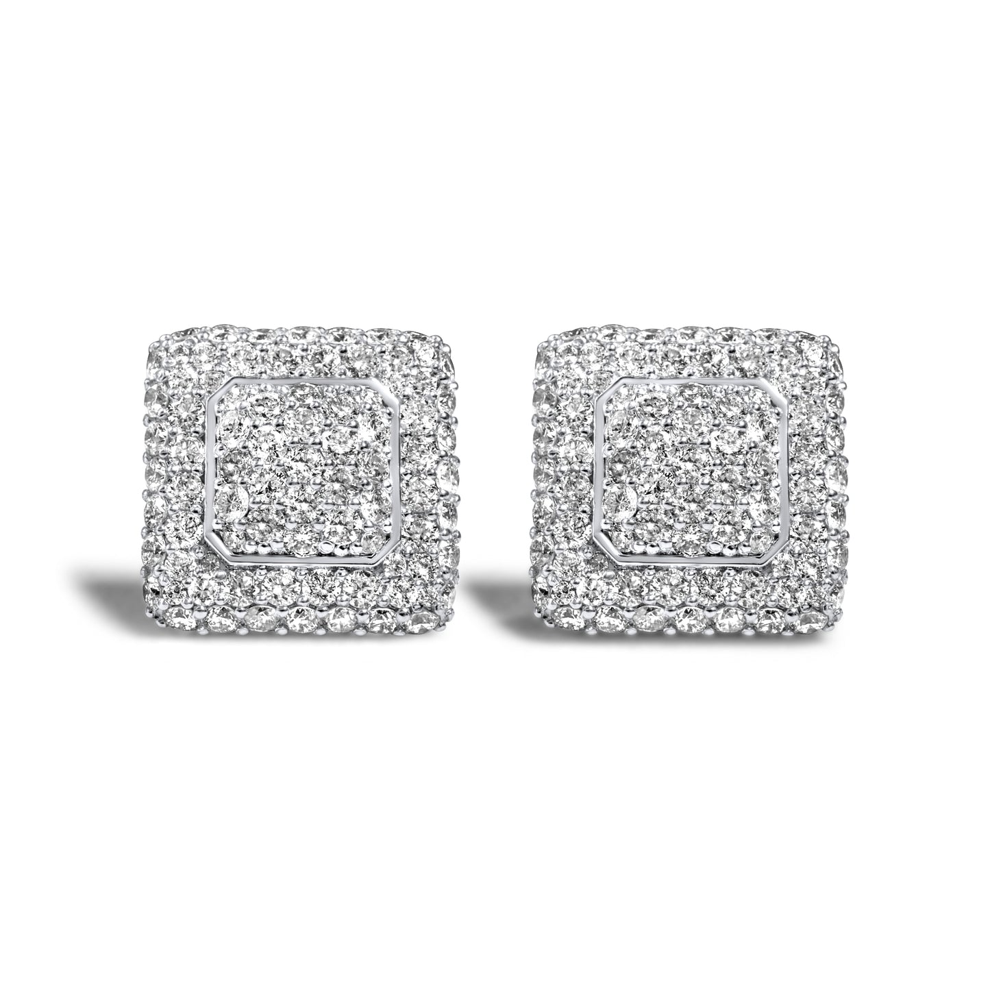 10k White Gold Square Earrings 0.75ctw