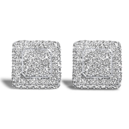 10k White Gold Square Earrings 1.75ctw