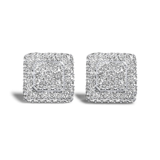 10k White Gold Square Earrings 0.75ctw