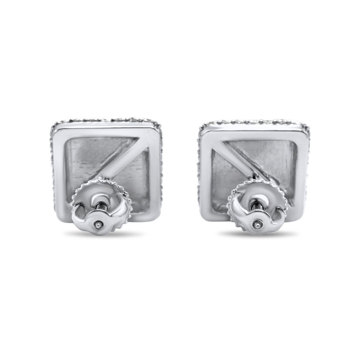 10k White Gold Square Earrings 0.75ctw