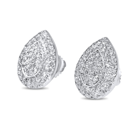 10k White Gold Pear Earrings 1.75ctw