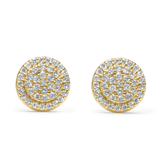 14k Yellow Gold Round Diamond Earrings 0.37 CTW