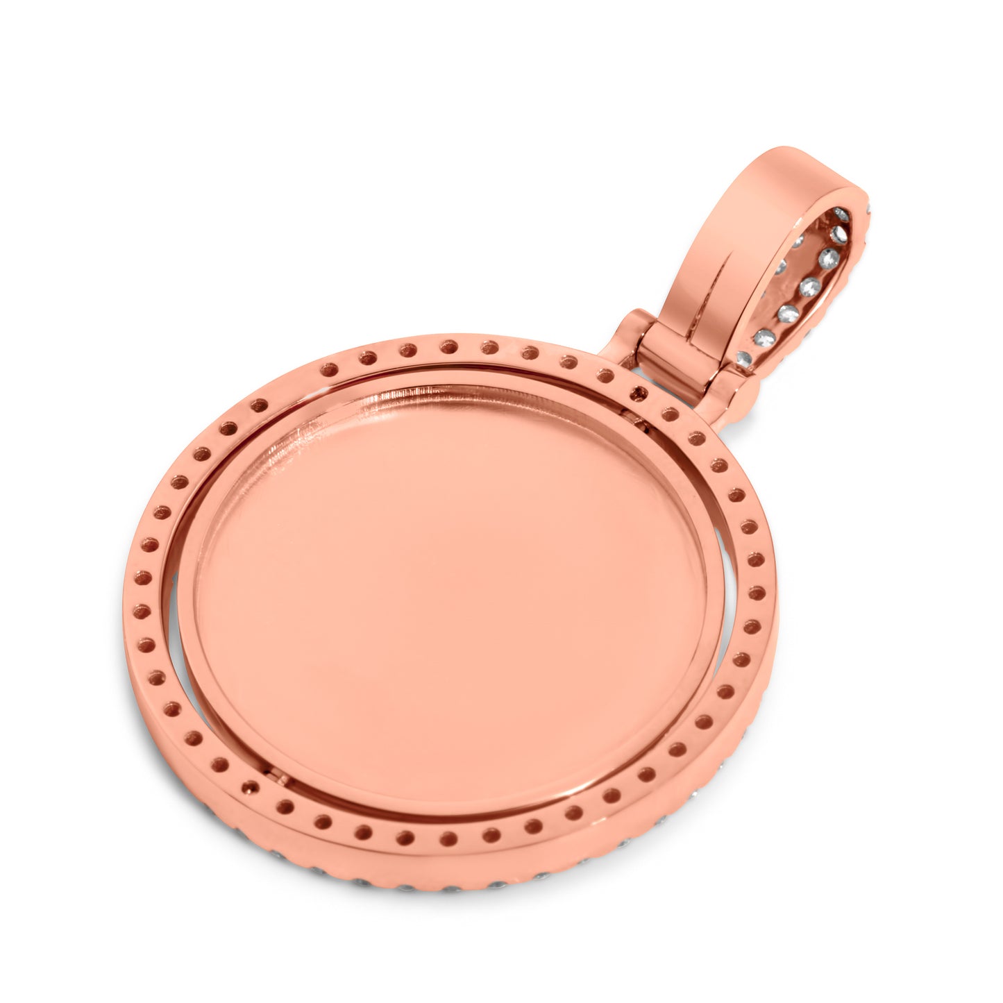 14K Solid Yellow Gold Custom Diamond Spinning Picture Pendant 1.82ctw