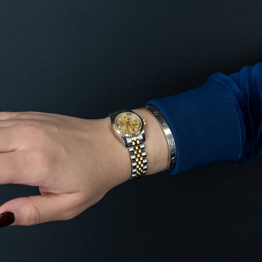 Rolex 26mm Ladies Datejust, Two Tone Yellow Gold & Steel, White Diamond Dial Ref. 179173
