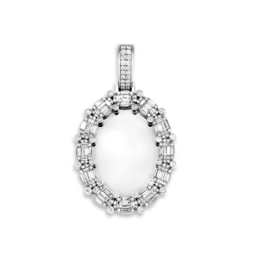14k Yellow Gold Oval Custom Diamond Baguette Picture Pendant 3.50ctw