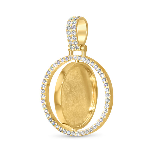 14K Solid Yellow Gold Custom Diamond Spinning Picture Pendant 1.82ctw