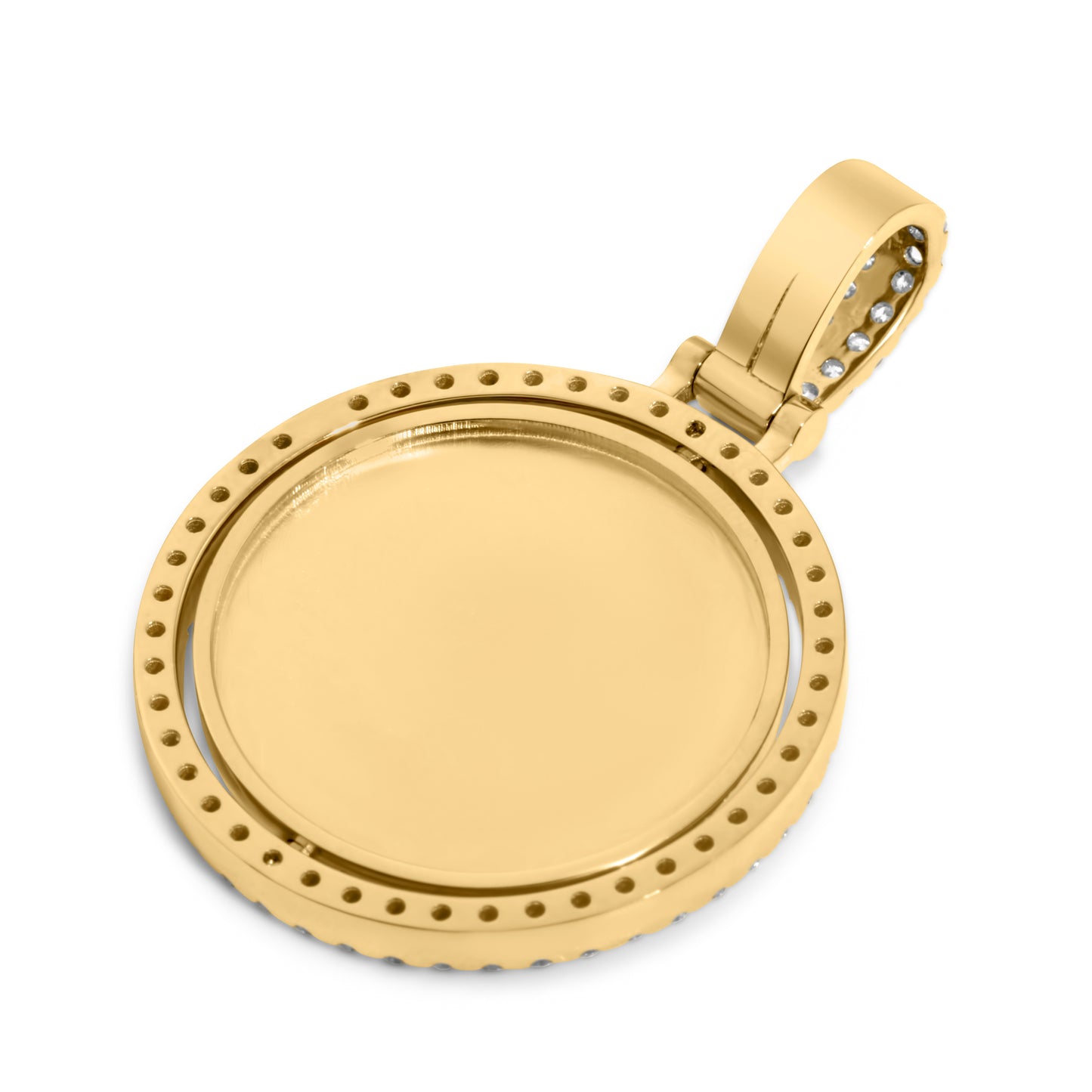 14K Solid Yellow Gold Custom Diamond Spinning Picture Pendant 1.82ctw