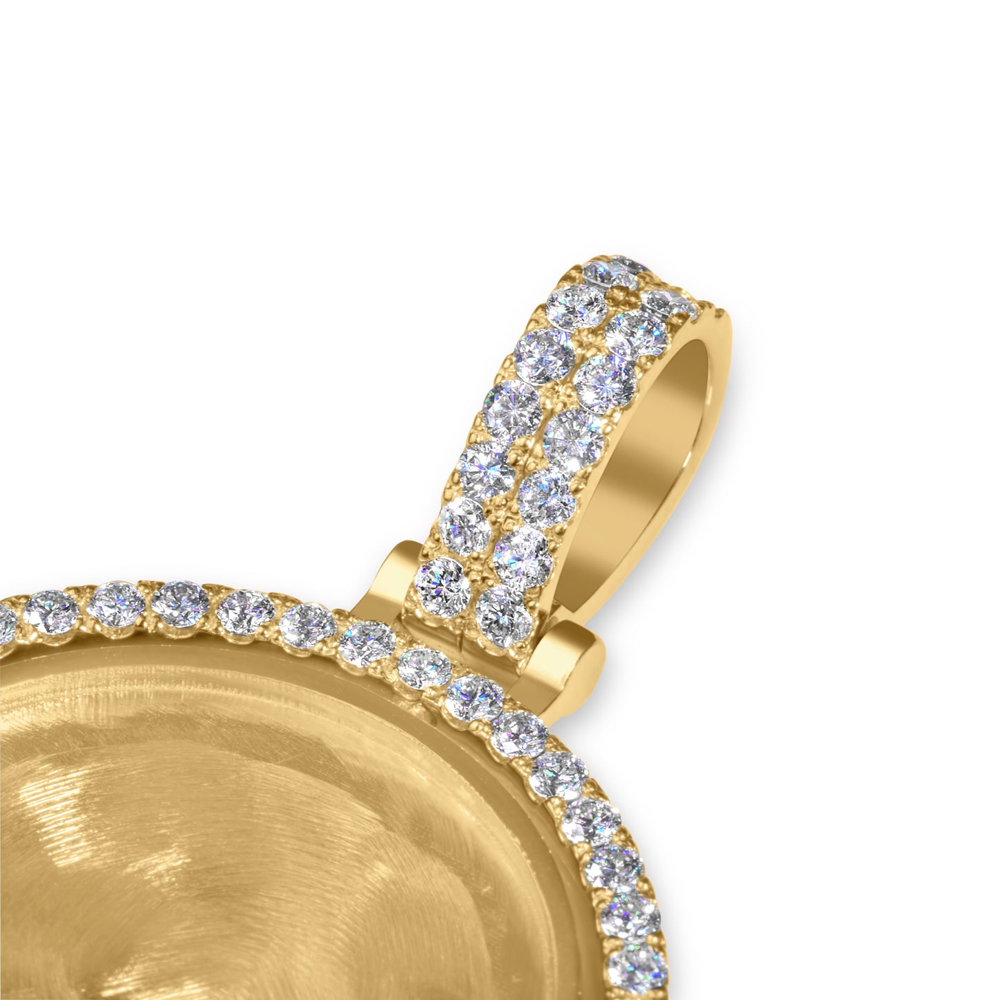 14K Solid Yellow Gold Custom Diamond Spinning Picture Pendant 1.82ctw