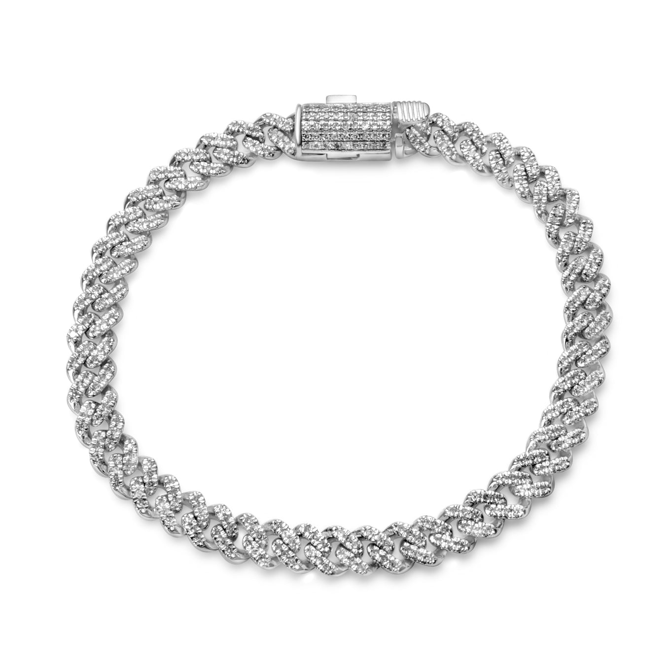 10K White Gold Diamond Cuban Link Bracelet – NYC Luxury