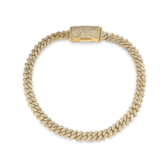 10K Yellow Gold Diamond Cuban Link Bracelet 6mm 2.59ctw
