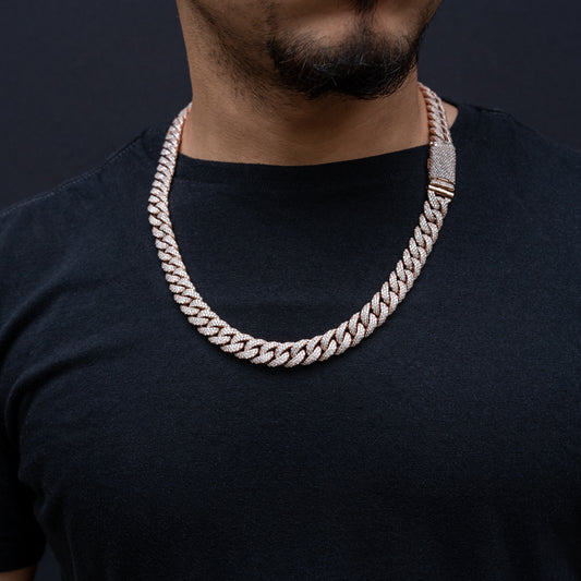 10k Rose Gold Diamond Pave Cuban Chain 12mm 28 ctw