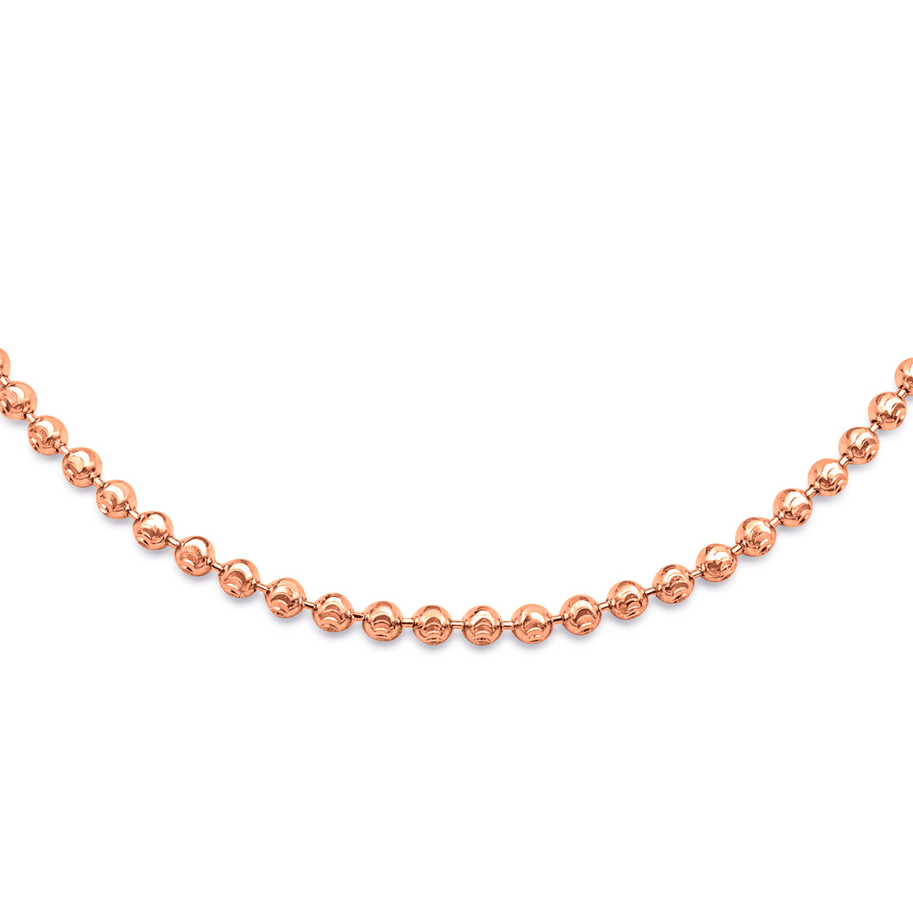 14K Solid Rose Gold Ball Bead Chain 2mm 26 Inches - 9.10 Grams (Long) / Rose Gold - NYC Luxury