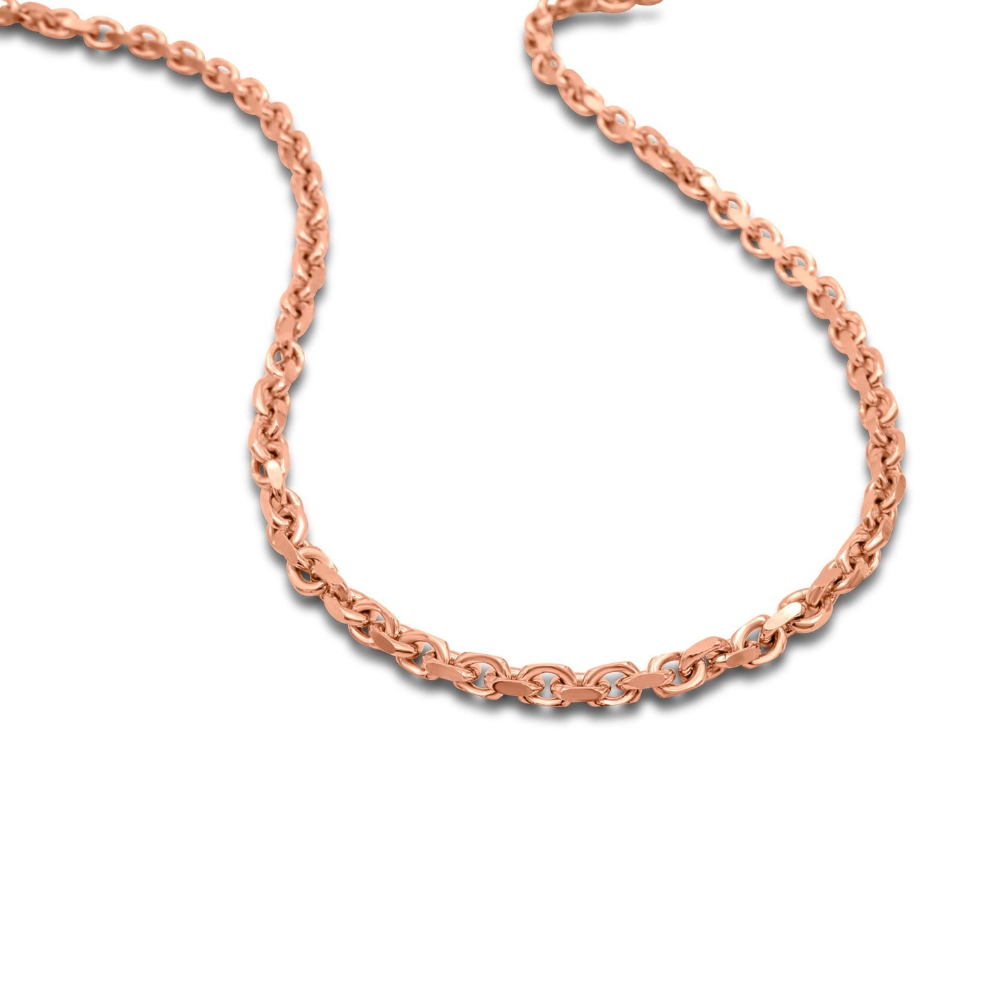 14K Solid Gold Cable Anchor Link Chain 3.15-4.56mm