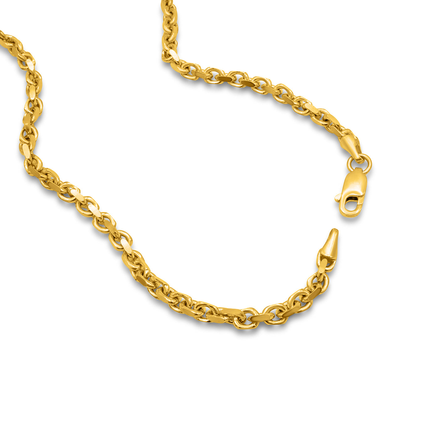 14K Solid Gold Cable Anchor Link Chain 3.15-4.56mm