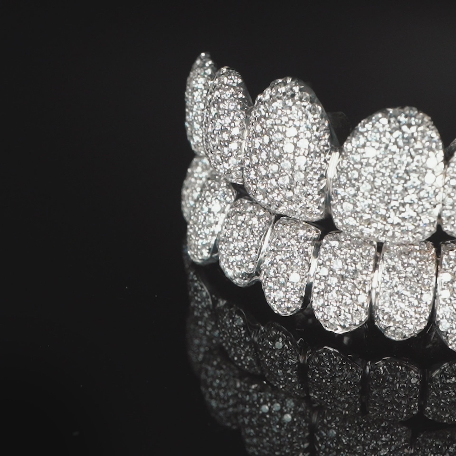 14K White Gold Diamond (Top & Bottom) Grill