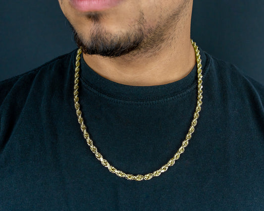 10K Yellow Gold Hollow Rope Chain 5.5mm