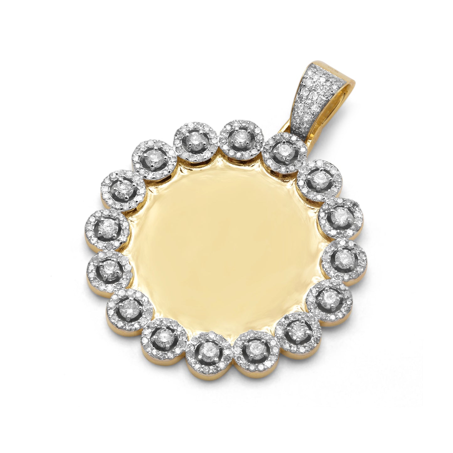 14K Yellow Gold Custom Diamond Picture Pendant 2.08ctw