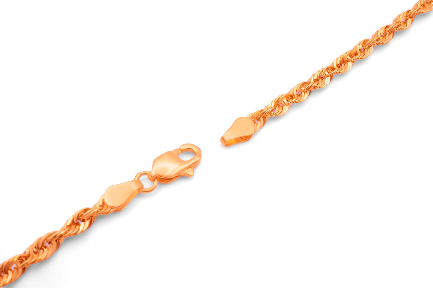 10K Rose Gold Hollow Rope Chain 4mm