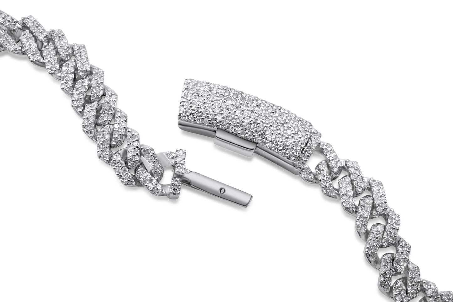 10K Diamond Chain, White Gold Heart Miami Cuban Link 7mm 4.23 ctw