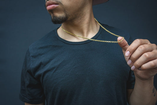 14K Solid Gold Cable Anchor Link Chain 3.15-4.56mm