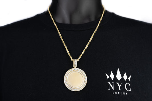 14k Yellow Gold Custom Diamond Picture Pendant 4.16ctw