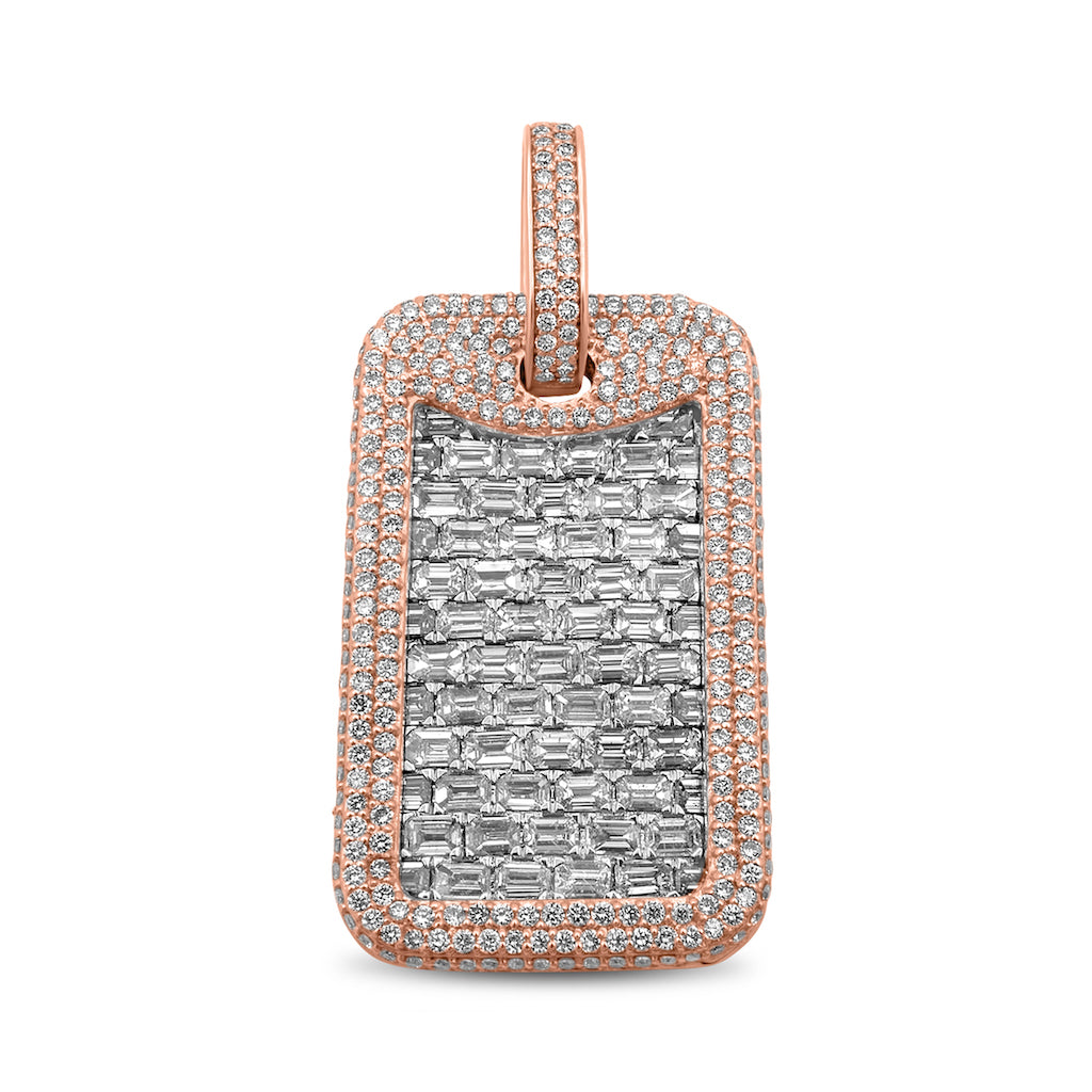 14k Rose Gold Diamond Dog Tag Pendant – NYC Luxury1