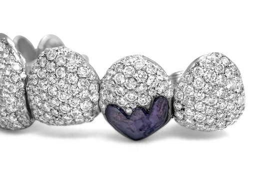14K White Gold Pave and Purple Gem (Top) Grillz