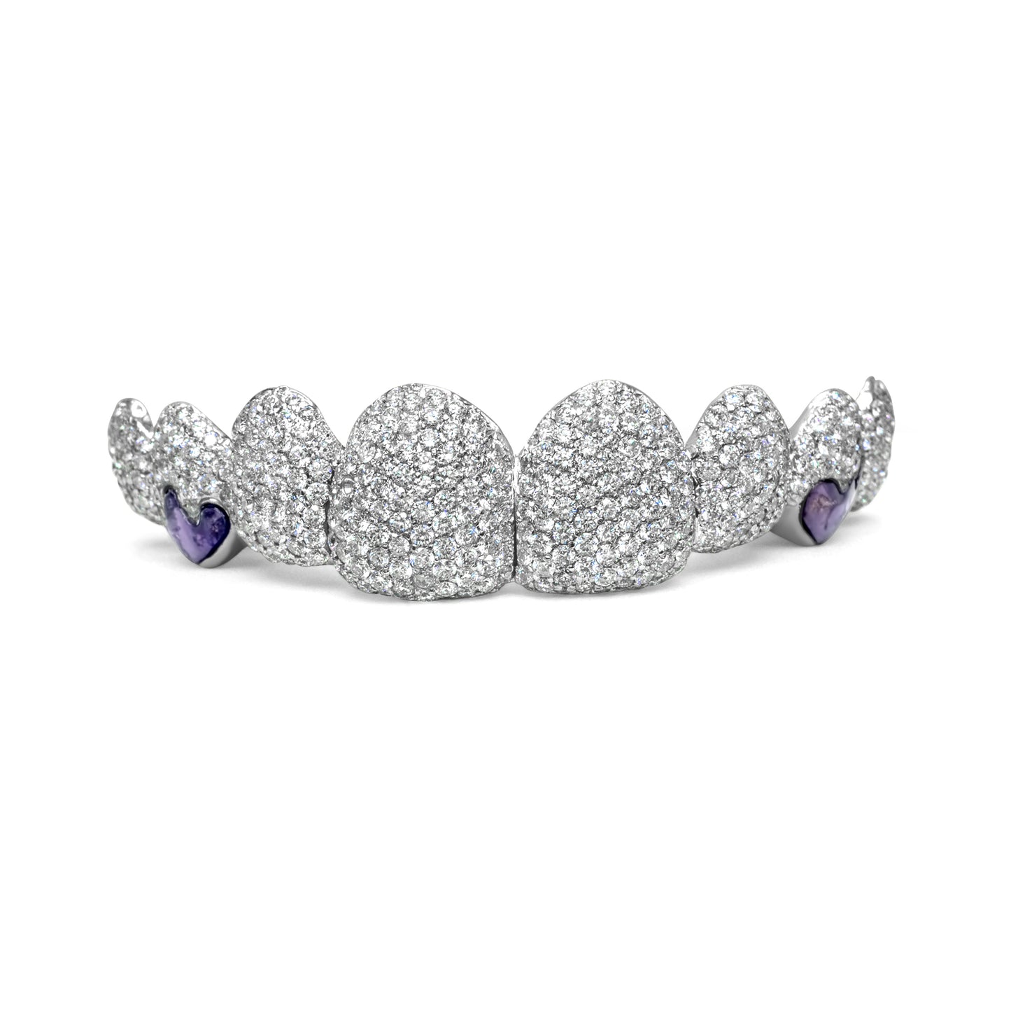 14K White Gold Pave and Purple Gem (Top) Grillz