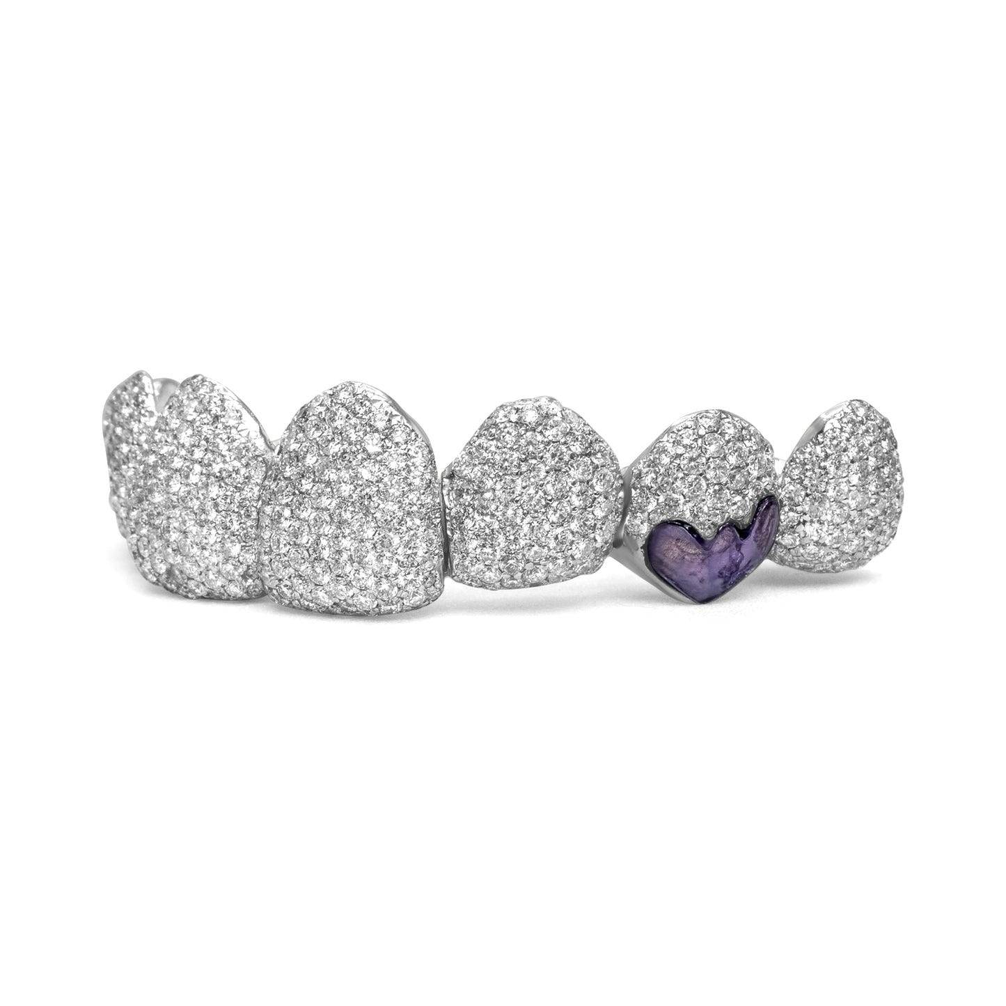 14K White Gold Pave and Purple Gem (Top) Grillz